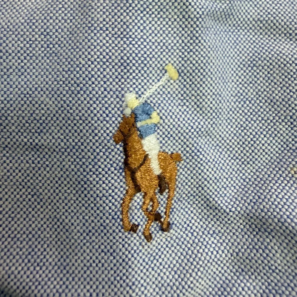 Polo Ralph Lauren Shirt Men 17.5 XL Blue Yarmouth Cotton Oxford Button Down Pony